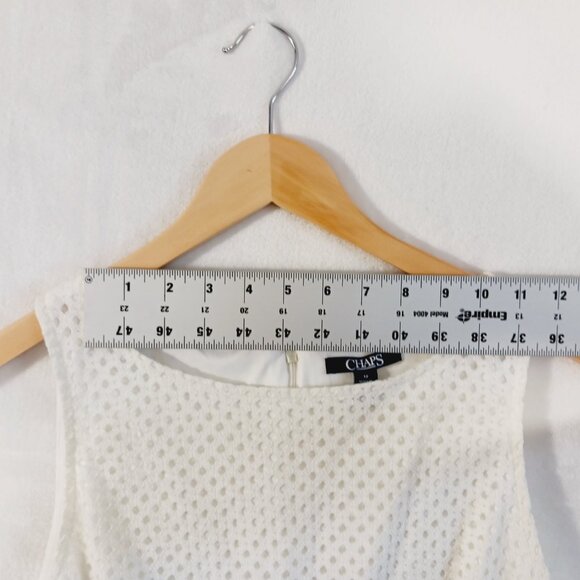 Chaps, Cream Eyelet Dress, Size 12, Sleeveless, Wide Neck, Zip Back - Picture 12 of 16